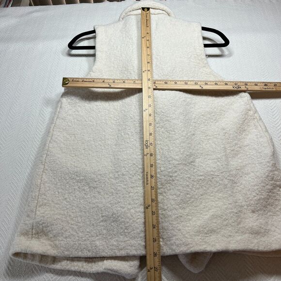 Tahari Tunic Vest Womens XL Wool Blend 1 Button Off White Sweater Pocket Nubby - Picture 5 of 10